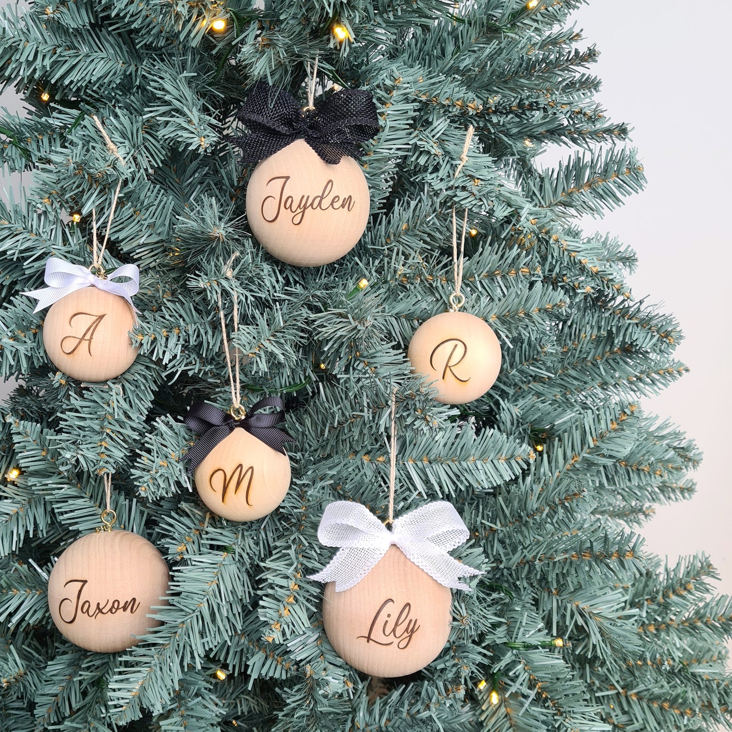 MINI WOODEN (6cm) Initial Handcrafted Bauble