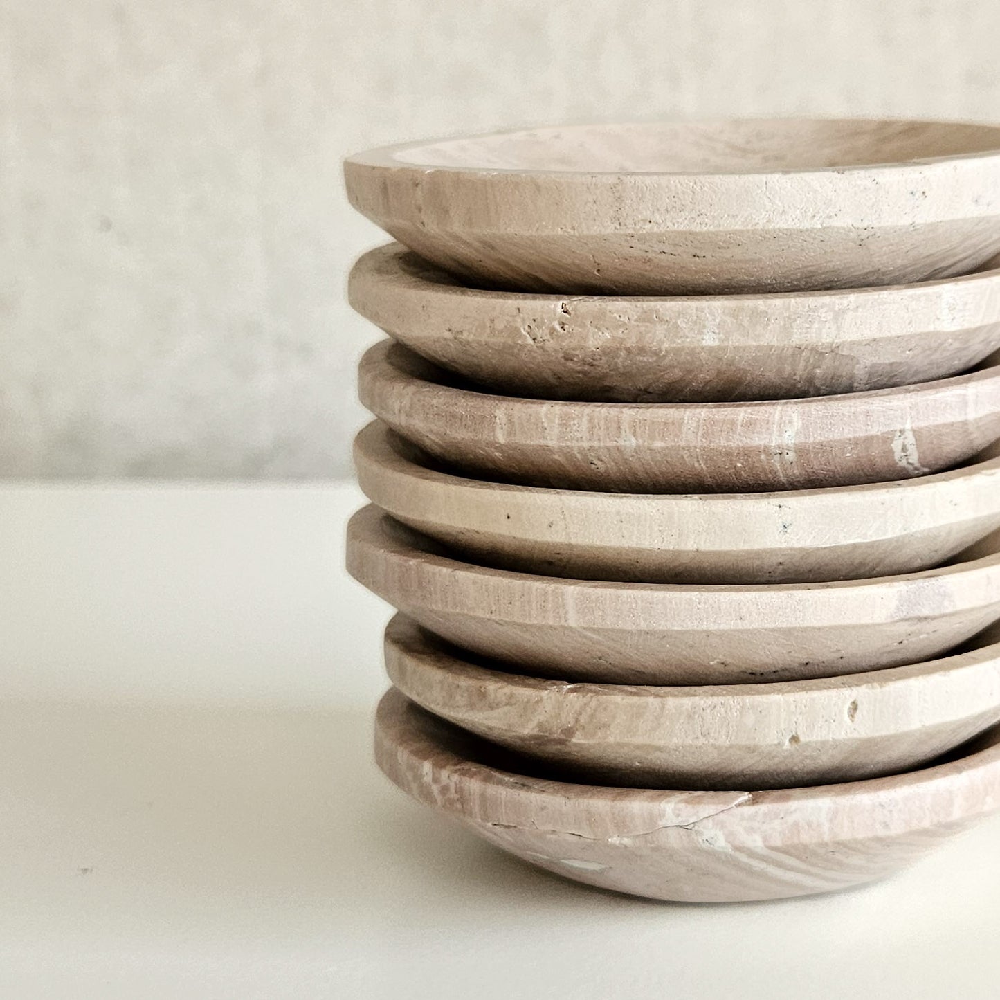 Hand-Carved Limestone Trinket Bowl 9cm