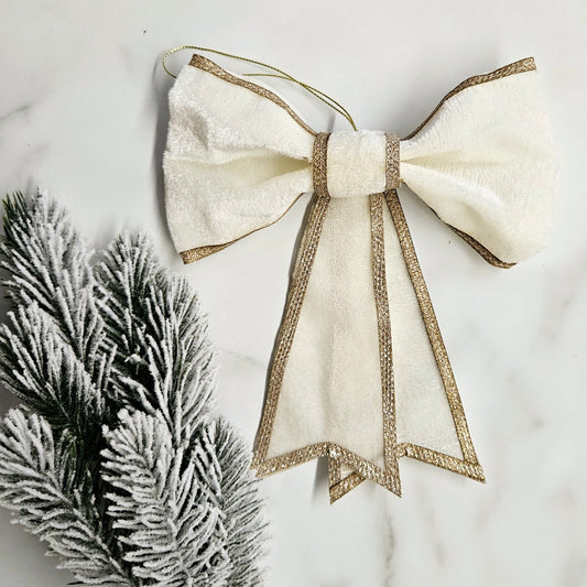 Large (21cm) Elegant Gold-Trimmed Hanging Bow