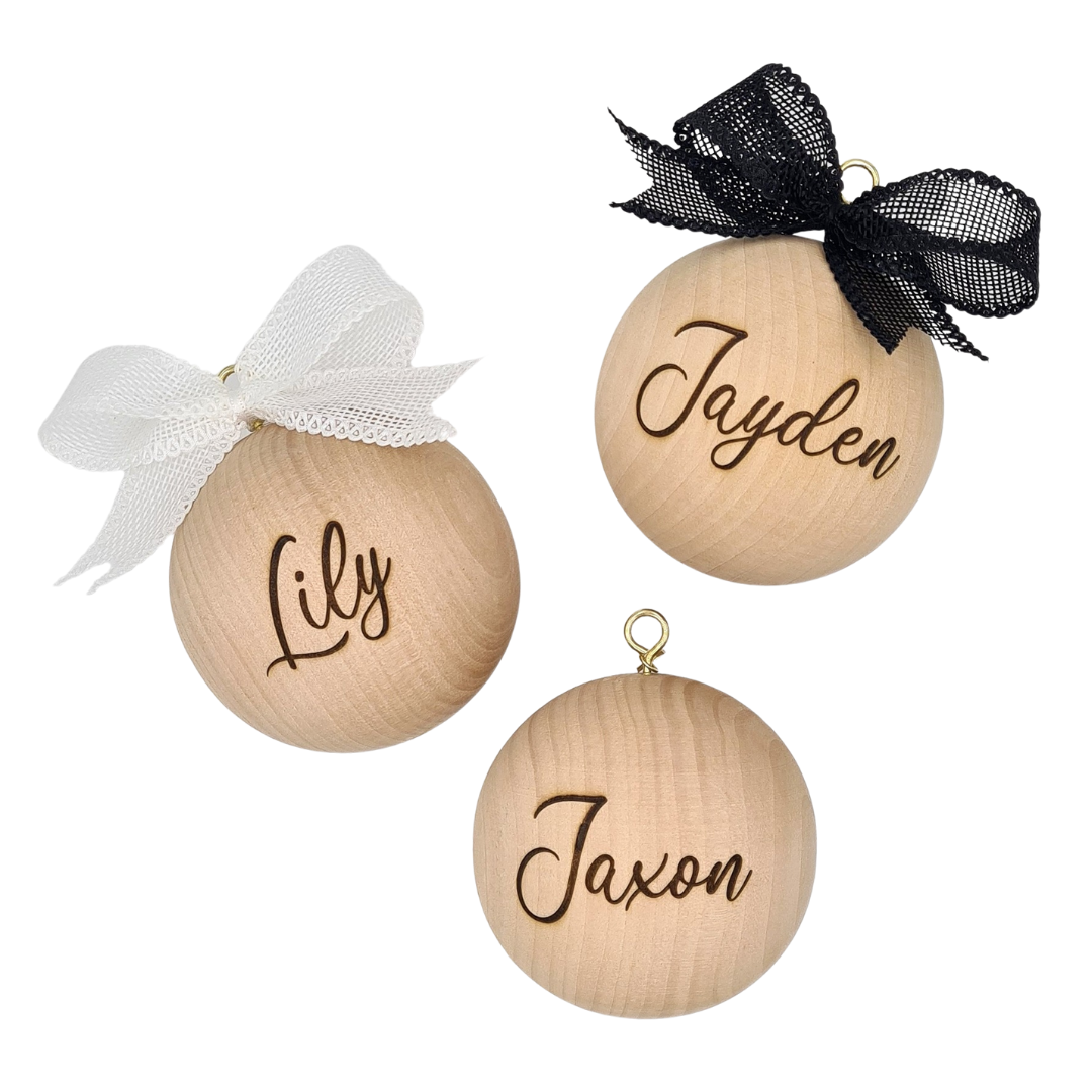 WOODEN (8cm) Personalised Handcrafted Bauble