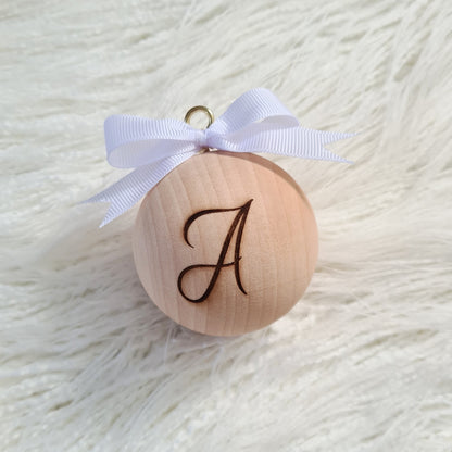 MINI WOODEN (6cm) Initial Handcrafted Bauble