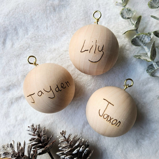 WOODEN Handwritten By You Christmas Bauble
