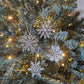 Silver Glitter Snowflake Wood Ornaments - Set of 4